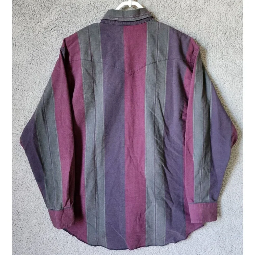VTG Wrangler Gold Multicolor Striped Western Button Down LS Shirt Size XL‎